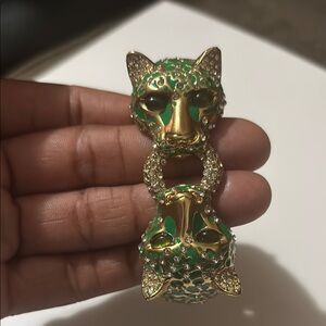 J. Crew Green and Gold Panther Bracelet